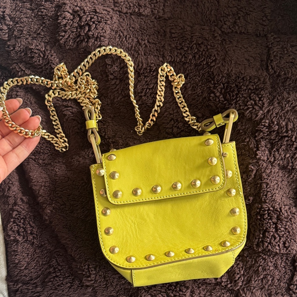Brian Atwood Lime Studded Crossbody Bag